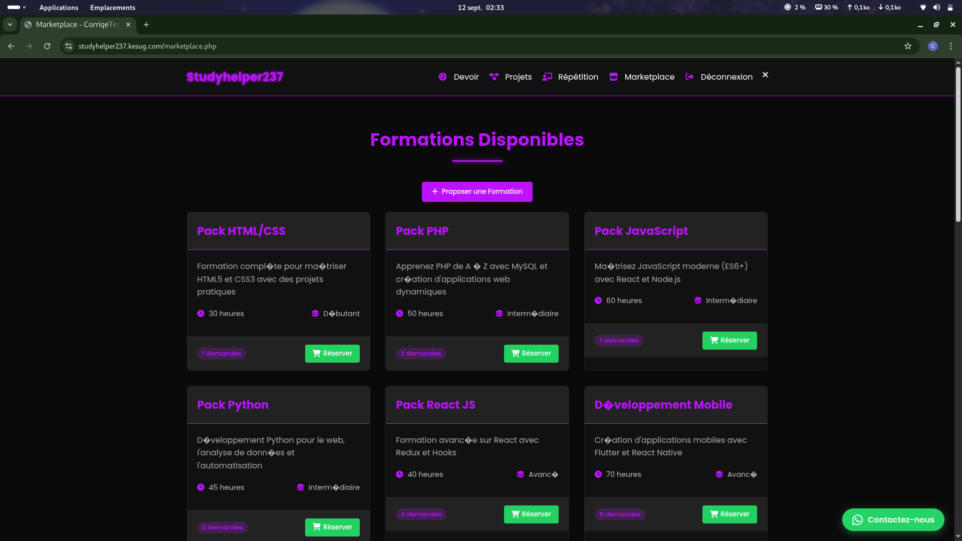 Plateforme StudyHelper
