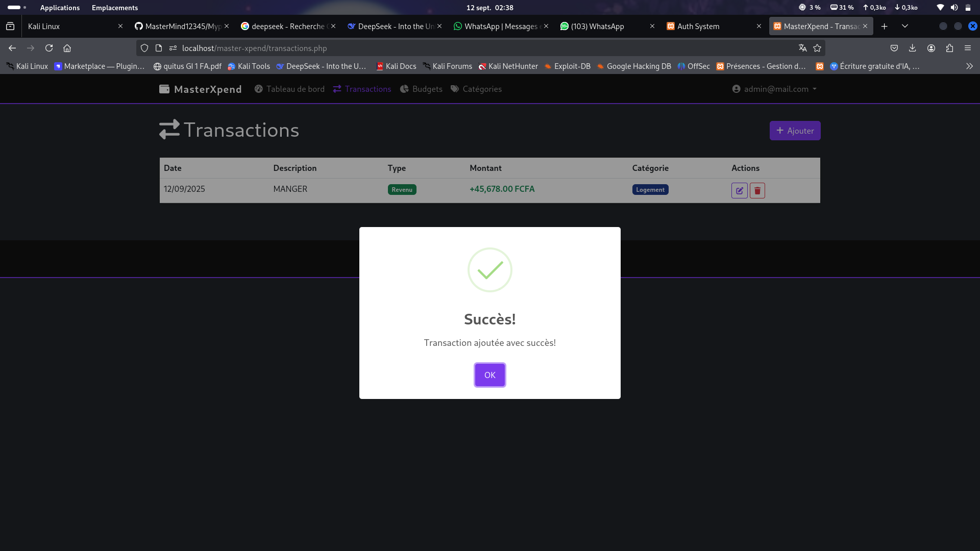 Gestion des dépenses